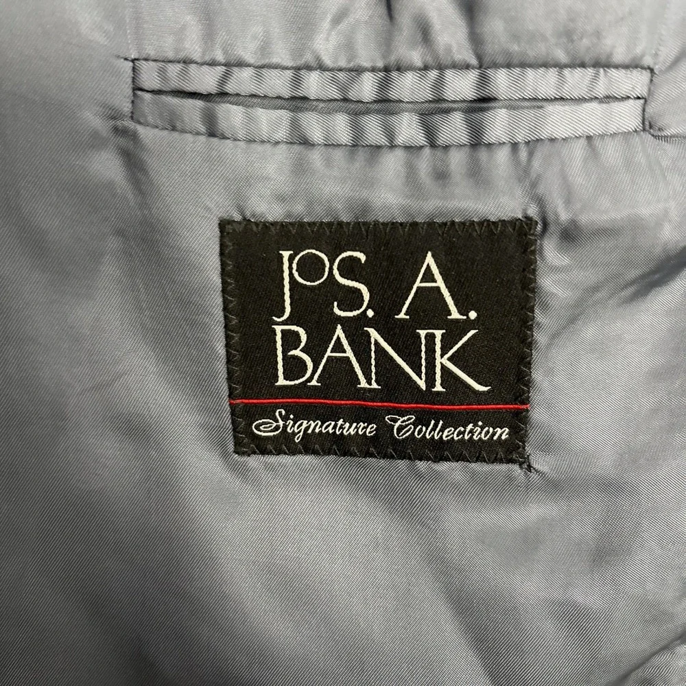 Jos A Bank Signature Collection Grey Wool Glen Check Blazer Sport Coat 43 Long